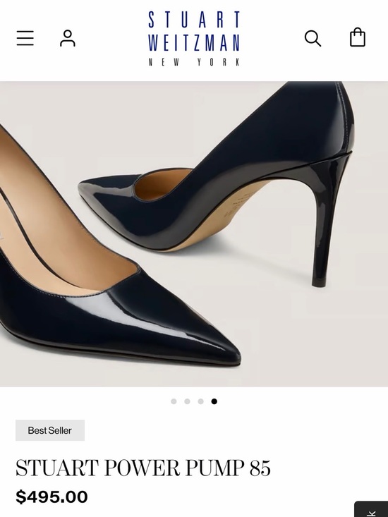 Stuart Weitzman Navy Blue Patent Leather Pointed Toe Pump